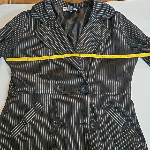 JouJou Black white pinstriped double breasted blazer size Small - Picture 10 of 11